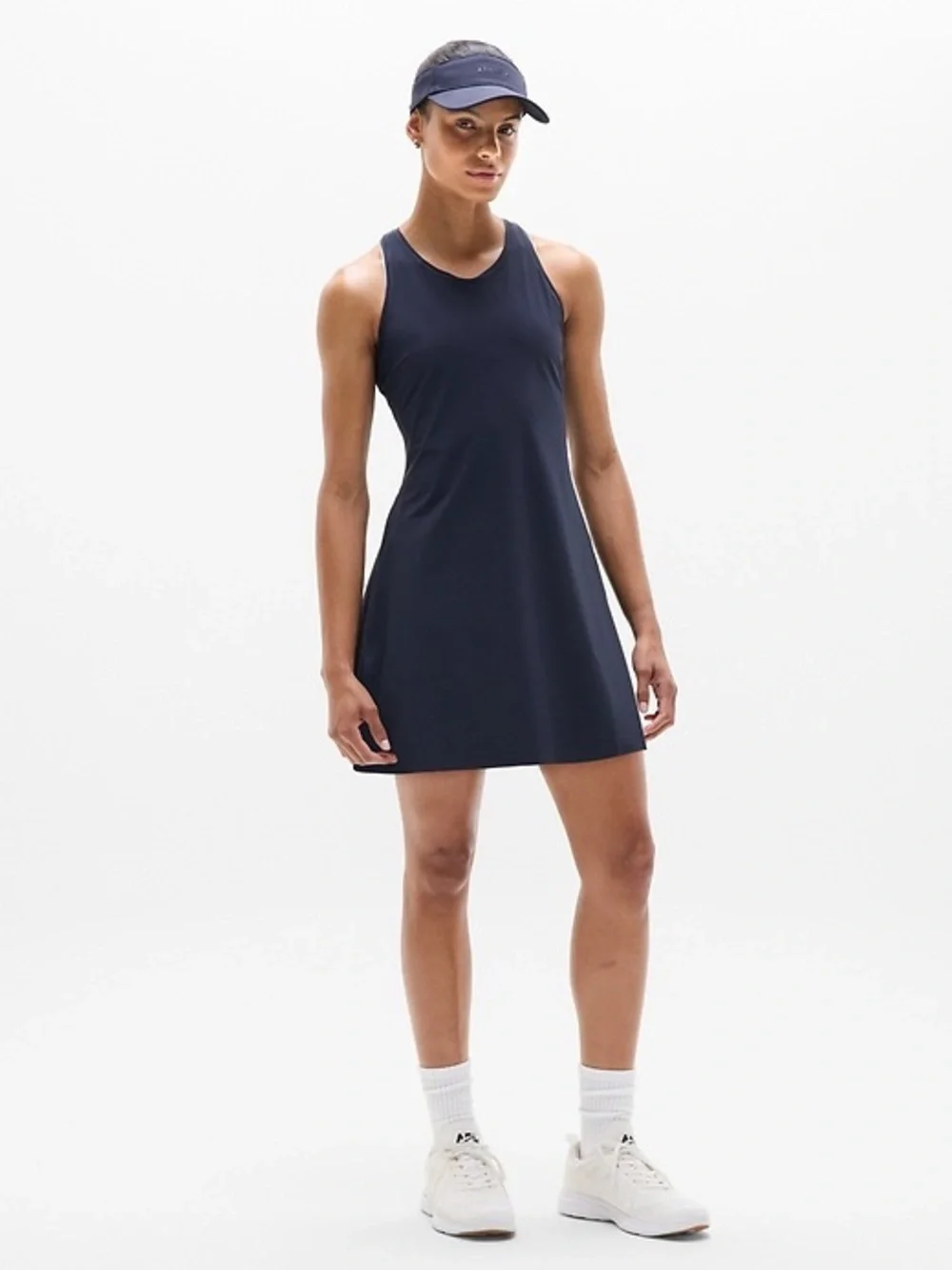 Athleta | Navy Blue Match Point Pleated Dress | Size Medium - Picture 2 of 11